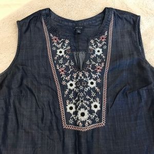 j jill blue denim sleeveless top. size 1X.